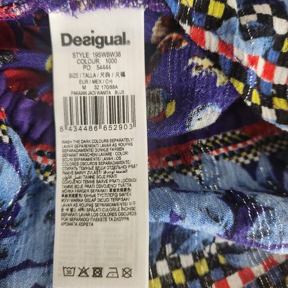 Desigual Off-the-shoulder Blouson Loose Fit Blouse, Elastic Waist, size M - Picture 5 of 11
